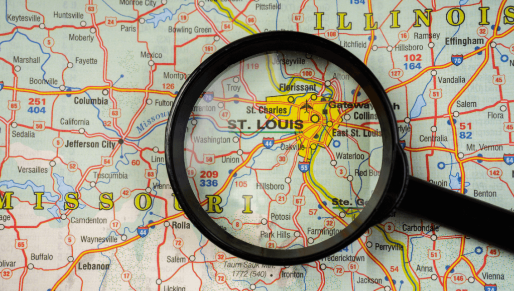 Unmatched Google Business Profile Management Services That Drive Local Success 4 A Magnifying Glass On St. Louis Map Ask Us. Https://Websitedesignstlouis.com