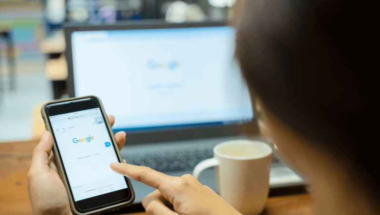 Business Owner Accessing Google Business Profile Https://Websitedesignstlouis.com/