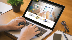 Laptop With A Ux Mock Up Https://Websitedesignstlouis.com